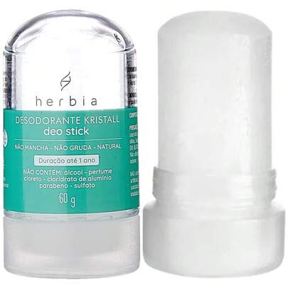 Herbia Desodorante Natural Stick Cristal 60g pedra sal sem cheiro alumínio parabenos perfume vegano