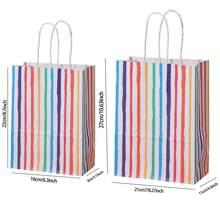12pcs Multicolor Kraft Paper Gift Bags With Star, Polka Dot And Stripe Patterns - Suitable For Holiday And Party Christmas Gifts Valentine's Day - Multicolor - View 3