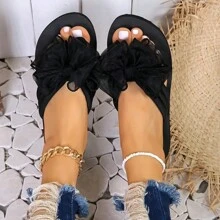 3cm Flat Sandals, Simple Solid Color, Casual For Daily Wear In Summer - Black - View 5