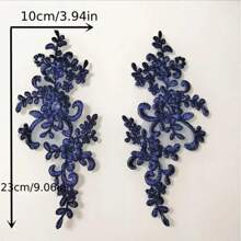 2PCS White Black Red Blue 3D Flower Fabric Appliques Embroidered Gown Collar Sew On Patches For Wedding Decoration Dress DIY Exquisite Wedding Headgear Lace Applique Lace Decorated Dress DIY Lace Accessories