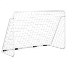 White Steel Football Goal With Net 180x920 Cm For Backyard And Training Equipment - White - View 2