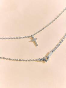 1 Stück exquisite, modische Kreuz-Anhänger Kette, 18 Karat vergoldet, religiöse Kette, geeignet für den täglichen Gebrauch von Frauen - Halskette - Übersicht 16