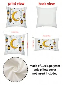 1 件斋月灯笼星月涤纶枕套、月亮枕垫、家居装饰、卧室装饰、沙发装饰（不含枕芯），17.7 * 17.7 英寸/45X45 厘米，11.8 * 19.7 英寸/30 * 50 厘米 - 彩色 - 查看 9