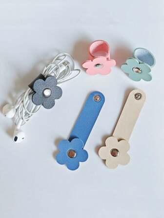 1个/3个/5个/6个/10个/16个/28个装 时尚心形皮革线缆收纳器 - 多种颜色可选，数据线收纳器，线缆整理器，女士爱用充电线收纳工具，便携防丢设计，完美兼容手机数据线和耳机线，适合旅行、郊游、徒步、野餐等场合。