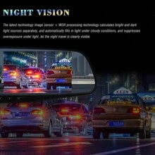 ASAWIN 4.5 In Rearview Mirror Recorder Hd 1080p Rearview Mirror Automobile Dash Cam Dual Lens Video Recorder Automobile DVR Night Vision Loop Recording