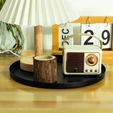 TZHUAYI Round Metal Jewelry Tray, Home Decor Display Plate For Dressing Table, Kitchen Counter, Coffee Table, Entryway, Black & Beige, Large 13 Inch, Small 10 Inch Best Gifts Birthday - Black - View 6