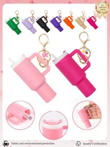 Juego de 1/2/3/5/8 piezas de llavero con mini vaso, lindos encantos con vaso para mujer para bolso, mochila, botella de agua mini - Estilo callejero, multicolor, accesorios del llavero, encantos para bolsos, vasos, 5/3/2/1 llaveros, accesorios para bolsos, encantos para bolsos de mano, caja de almacenamiento de lápiz labial, accesorios para bolsos, llavero de mini vaso, llavero de mini vaso para llavero o bálsamo labial, llavero lindo de vaso