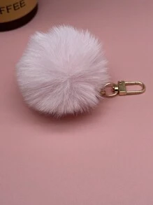TTOBS 1pc Elegant Braided Leather Keychain With Fluffy Pompom Charm - Durable, Stylish & Versatile Women Key Holder - Multiple Colors, Perfect Car Owner Accessory, Fashionable Gift Idea