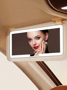 1pc 2025 New Car Sun Visor LED Cosmetic Mirror, Rechargeable Led Car Makeup Mirror With Dimmable Touch Screen, Makeup Mirror With 3 Light Modes, Clip-On Rear View Sun-Shading Cosmetic Mirror, Car Accessories- Ideal Gifts For Women