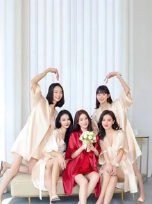 A Dressing Gown For Ladies Multi-Colored Wedding Bridesmaid Nightgown For Brides Dress For Girlfriends Party Embroidered Bathrobe For Brides Bathrobe For Weddings Party Wedding Supplies For Outdoor Weddings Holiday Party Supplies Home Bathroom Decor Summer, Fall