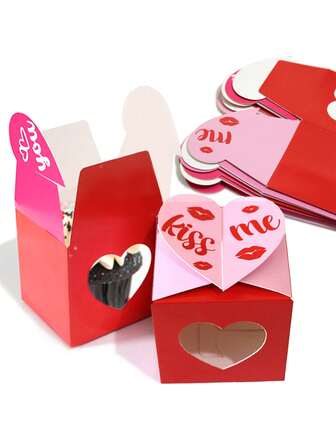 4 piezas/8 piezas Cajas de regalo con forma de corazón para galletas, dulces y regalos del Día de San Valentín, cajas de dulces para decoración de fiestas adecuadas para chocolate y regalos pequeños