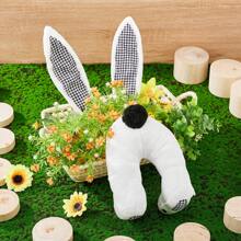 Easter Bunny Butt Wreath Attachment Kit Plush Thief Bunny Butt With Ears Ornament DIY Wreath Craft Kit Funny Potted Plants Accessories For Spring Holiday Decoration - 黑色 - 查看 3