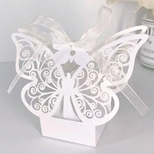 50 piezas Caja de chocolate con forma de mariposa cortada con láser, caja de regalo con mariposa de unicolor, caja de caramelos para boda, bolsa de caramelos de regalo, embalaje de caramelos para fiesta en caja de papel con mariposa, precio talla grande bajo, suministros para pequeños negocios, caja de regalo, decoración de boda, boda, caja de regalo, suministros de boda