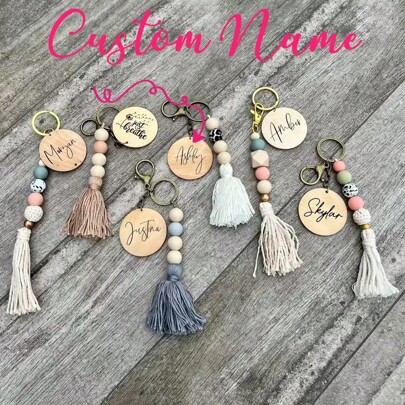 Soft Bead Keychain, Personalized Boho Keychain, Gifts For Her, New Driver Gifts, Personalized Gifts, Diaper Bag Tag, Backpack Tag, Purse Tag