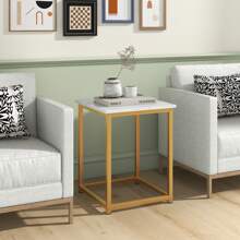 Homasis Round Nesting Table Set Of 3 Modern / Farmhouse Coffee Table W/2 End Tables - White and Gold - View 4