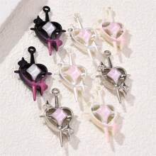 5 件套 Baddie 风格渐变色星形锌合金首饰吊坠 DIY 工艺用品 适用于耳环、项链 - 彩色 - 查看 9