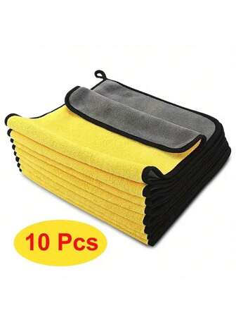Toallitas de limpieza de microfibra súper absorbentes (paquete de 5/10) - Paños de limpieza de secado rápido y sin rayas para el detallado del automóvil, la limpieza del interior, el pulido de ventanas y el encerado | Eliminación de manchas altamente efectiva | Suave, sin pelusa | Paño de limpieza multiusos (apto para cocina, hogar y limpieza de vidrio)