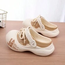 女士透气凉鞋，春夏新款防滑软底室内外拖鞋，护士装，沙滩拖鞋，时尚厚底一脚蹬，适用于手术室 - 米色 - 查看 3