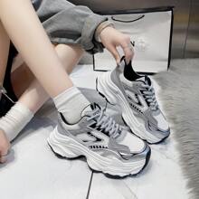 Pantofi de damă grosi, 2024, primăvară și vară, pantofi sport ocazional cu plasă