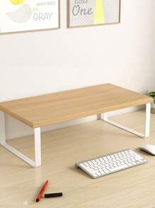 1 pieza Soporte elevador de monitor de madera amarillo, estante de exhibición organizador de escritorio, soporte para computadora portátil para escritorio de oficina