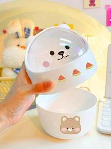 1 Hộp Nhựa Bảo Quản, Thiết Kế Hoạt Hình Chống Bụi Để Bàn Hộp Bảo Quản Cho Gia Đình - trắng - Xem 2