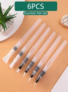 Bộ 6 cọ vẽ màu nước giữ nước, cọ vẽ lông nylon trắng, bộ dụng cụ vẽ tranh nghệ thuật. Quà tặng mùa tựu trường/tốt nghiệp, quà tặng Halloween, đêm Giáng sinh và năm mới - trắng - Xem 1