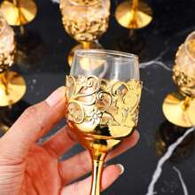 1PC Golden Goblet Wine Glass Vintage European Wine Glass Goblet For Party Gathering Wedding Use