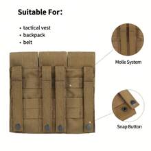 1 Pezzo Portacaricatori Triplice in Stile Molle - Borsa Accessorio per Giubbotto Tattico con Tre Scomparti per Munizioni M4, Realizzata in Tessuto Poliestere Misto con Chiusura a Fibbia