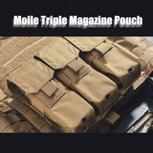 1 Pezzo Portacaricatori Triplice in Stile Molle - Borsa Accessorio per Giubbotto Tattico con Tre Scomparti per Munizioni M4, Realizzata in Tessuto Poliestere Misto con Chiusura a Fibbia