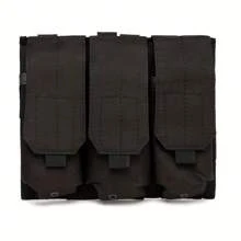 1 Pezzo Portacaricatori Triplice in Stile Molle - Borsa Accessorio per Giubbotto Tattico con Tre Scomparti per Munizioni M4, Realizzata in Tessuto Poliestere Misto con Chiusura a Fibbia