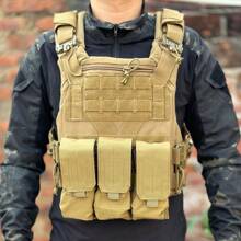 1 Pezzo Portacaricatori Triplice in Stile Molle - Borsa Accessorio per Giubbotto Tattico con Tre Scomparti per Munizioni M4, Realizzata in Tessuto Poliestere Misto con Chiusura a Fibbia