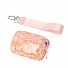 Customized Logo Nylon Dual Layer Zipper Coin Purse, Credit Card Holder, ID Card Case With Lanyard, Mini Wallet, Clutch Purse For Women - Multicolor - View 2