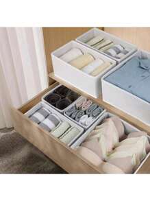 Simple Style Foldable Cloth Storage Box Closet Dresser Drawer Divider Organizer Basket Bins For Underwear Bras Decorations Autumn Decor Festival Decor Room Decor Home Decor Fall Decor Bedroom Decor - White - View 4