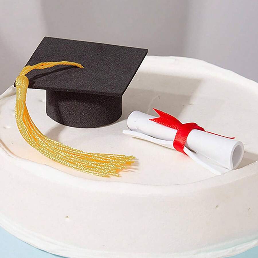 1 Set 2026 Graduation Hat Tassel Cake Toppers Graduation Cap Cake Topper Graduation Party Table Centerpieces Gold Graduation Cake Toppers For Graduation Party - A - View 1