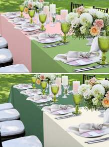 1pc/3pcs/4pcs/10pcs Black And Gold Disposable Plastic Tablecloth Rectangular Party Tablecloth Decor 137*274cm Gold Tabletop Cover, Suitable For Indoor Outdoor Birthday Wedding Anniversary Picnic Decoration - Multicolor - View 5