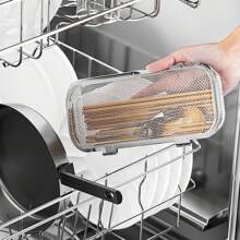 Cestino portaposate in rete in acciaio inossidabile, sicuro per lavastoviglie, organizer multifunzione per utensili da cucina, scatola portaposate