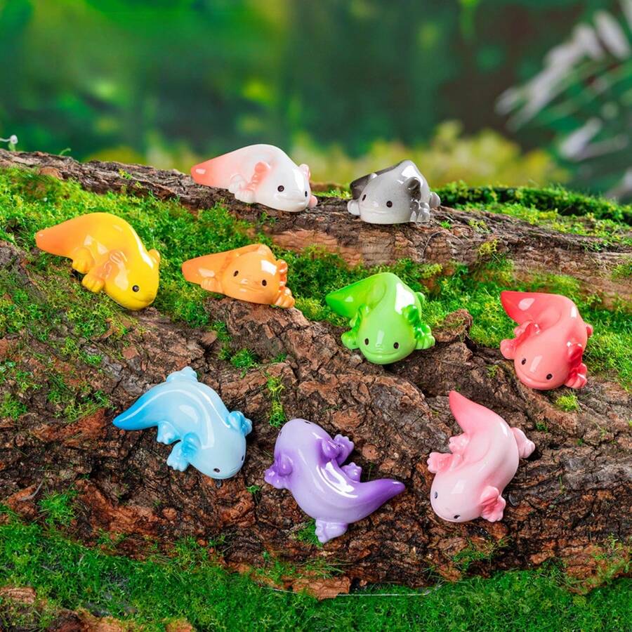 6/12 peças ornamento de axolote em miniatura, mini pingentes de resina ...