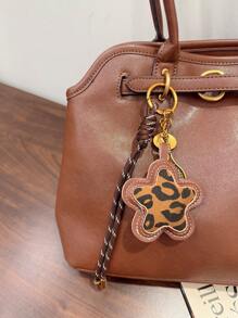 HXXOOS 1 Peça Pingente de Bolsa com Estampa de Leopardo e Estrela, com Chaveiro, Borla e Raquete de Tênis - Acessório de Bolsa de Couro PU de Alta Qualidade, Presente Perfeito para o Dia dos Namorados, Unissex, Adequado para Bolsas, Pendurar no Carro, Passeios Diários, Festas, Encontros, Viagens e Mais, Decoração Elegante para Bolsas