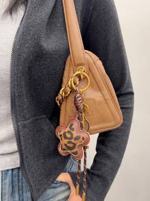 HXXOOS 1 Peça Pingente de Bolsa com Estampa de Leopardo e Estrela, com Chaveiro, Borla e Raquete de Tênis - Acessório de Bolsa de Couro PU de Alta Qualidade, Presente Perfeito para o Dia dos Namorados, Unissex, Adequado para Bolsas, Pendurar no Carro, Passeios Diários, Festas, Encontros, Viagens e Mais, Decoração Elegante para Bolsas