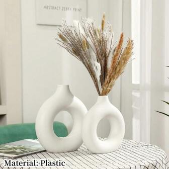 1 个甜甜圈圆形花瓶，极简主义波西米亚风格花盆，塑料花瓶装饰品，适用于家庭装饰，树脂工艺品，婚礼、中心装饰、派对、客厅、办公室、卧室、咖啡桌装饰，是情人节和新年的绝佳礼物