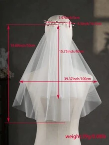 1pc Elegant Bridal Wedding Headpiece With 3D Floral Veil And Hair Comb, Romantic Short Double-Layer Veil, Valentine's Day Hair Accessory - 彩色 - 查看 2