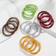1 Set Of 3 Fashionable Bohemian Style Acrylic Colorful Curved Tubes Stretch Bracelets, Suitable For Women To Wear On Daily Basis - Three Piece Set - View 8