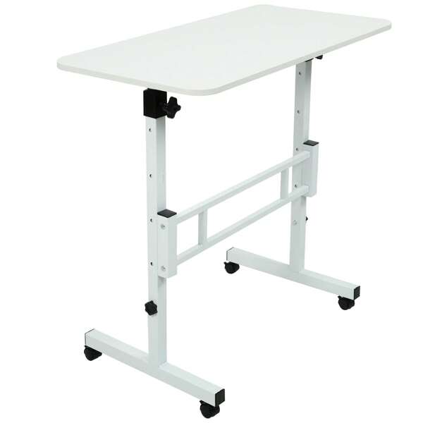 Adjustable Standing Desk With Wheels – Portable Rolling Laptop Table, Height 27.8"-44.5", Small Home Office Desk, 15.6"X31.3", Sit-Stand Workstation