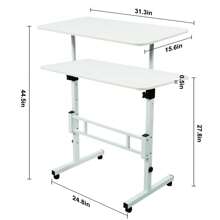 Adjustable Standing Desk With Wheels – Portable Rolling Laptop Table, Height 27.8"-44.5", Small Home Office Desk, 15.6"X31.3", Sit-Stand Workstation