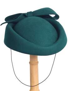 HIMESPORT 女士羊毛毡礼帽，小圆帽，教堂帽，婚礼新娘鸡尾酒会茶会礼服德比帽，带蝴蝶结 - 純色 - 查看 6