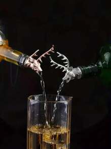 Deer Head Shape Embossed Champagne Whiskey Decanter, Suitable For Kitchen, Dining, Party, Holiday Celebration, Wedding, Ideal Gift For Men