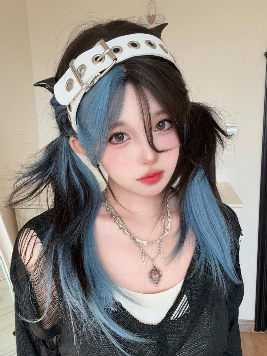 alicegarden 1 Synthetic Heat-Resistant ,Long Straight Wig Multicolor Wig ,24 Inches Long, Made Of Fiber, Suitable For Daily Use, Natural And Realistic Wig(Excluding Accessories)