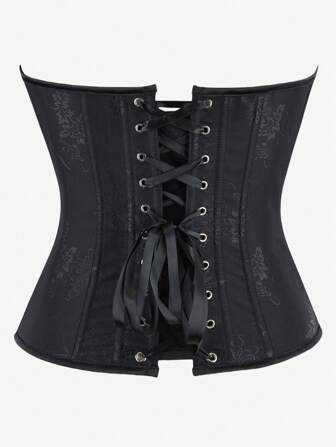 带拉链的束胸上衣，背部系带，花卉印花，女士无肩带紧身胸衣，紧身塑身衣，适合服装、化妆舞会、万圣节