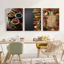 1 件无框现代烹饪香草香料寿司用具勺子墙面艺术海报帆布画奢华艺术品海报印刷家居厨房装饰植物