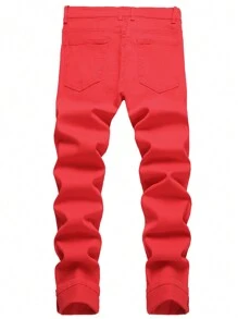 Men's Slim-Fit Jeans Red Ripped